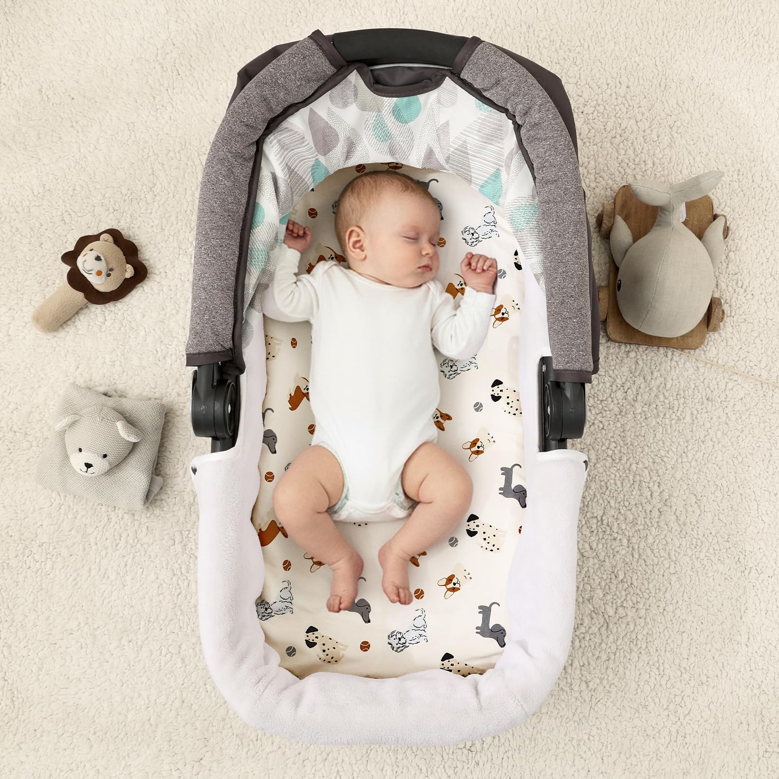 PHF bassinet sheets universal fit demonstrates secure bottom elastic for snug placement.