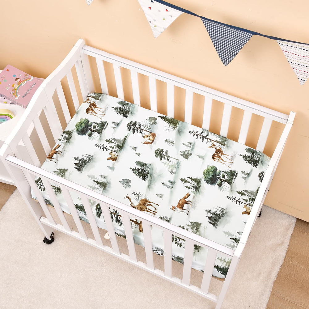 PHF deer-and-squirrels sheets ideal for playards and mini cribs