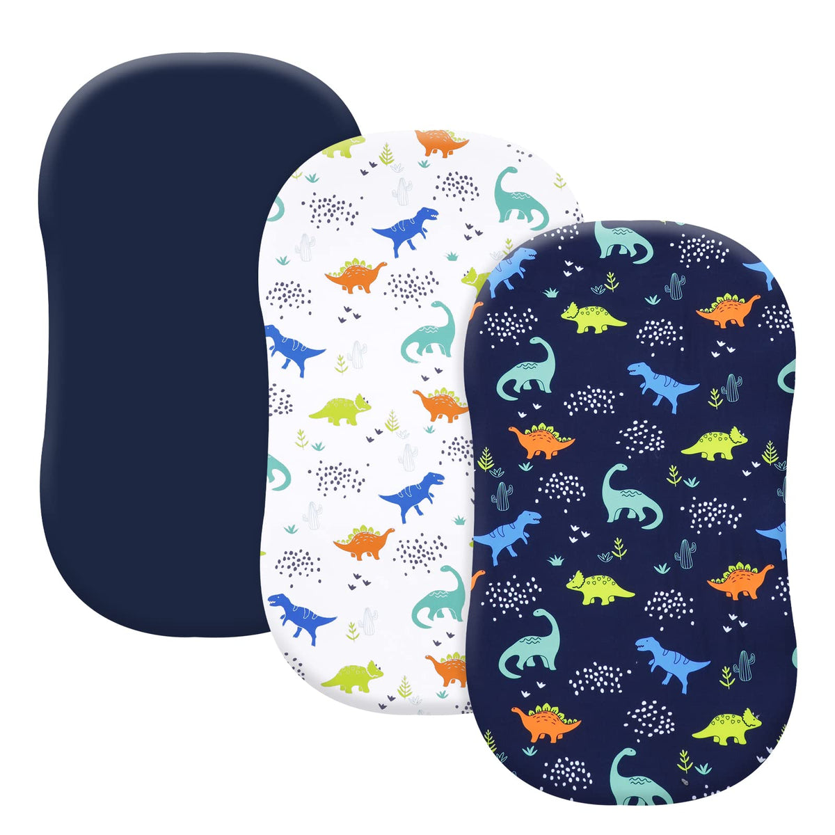 PHF dinosaur bassinet sheet in navy pattern for infant comfort.