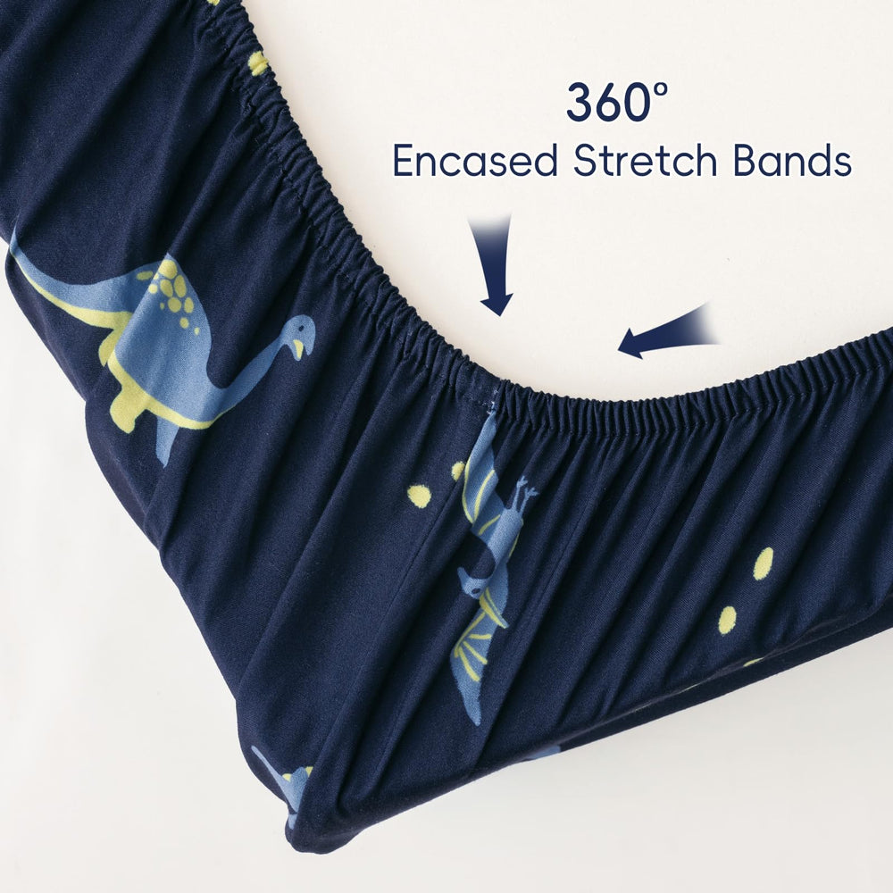 PHF dinosaur crib sheets with 9-inch pocket secure fit for standard cribs.