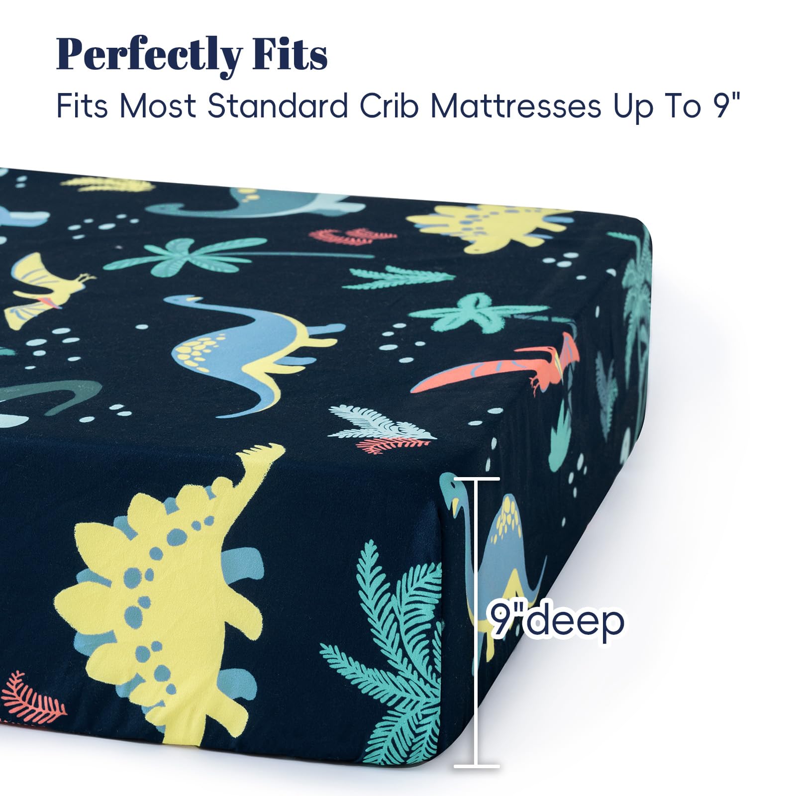 PHF dinosaur crib sheets feature playful dinosaur pattern for nursery decor.