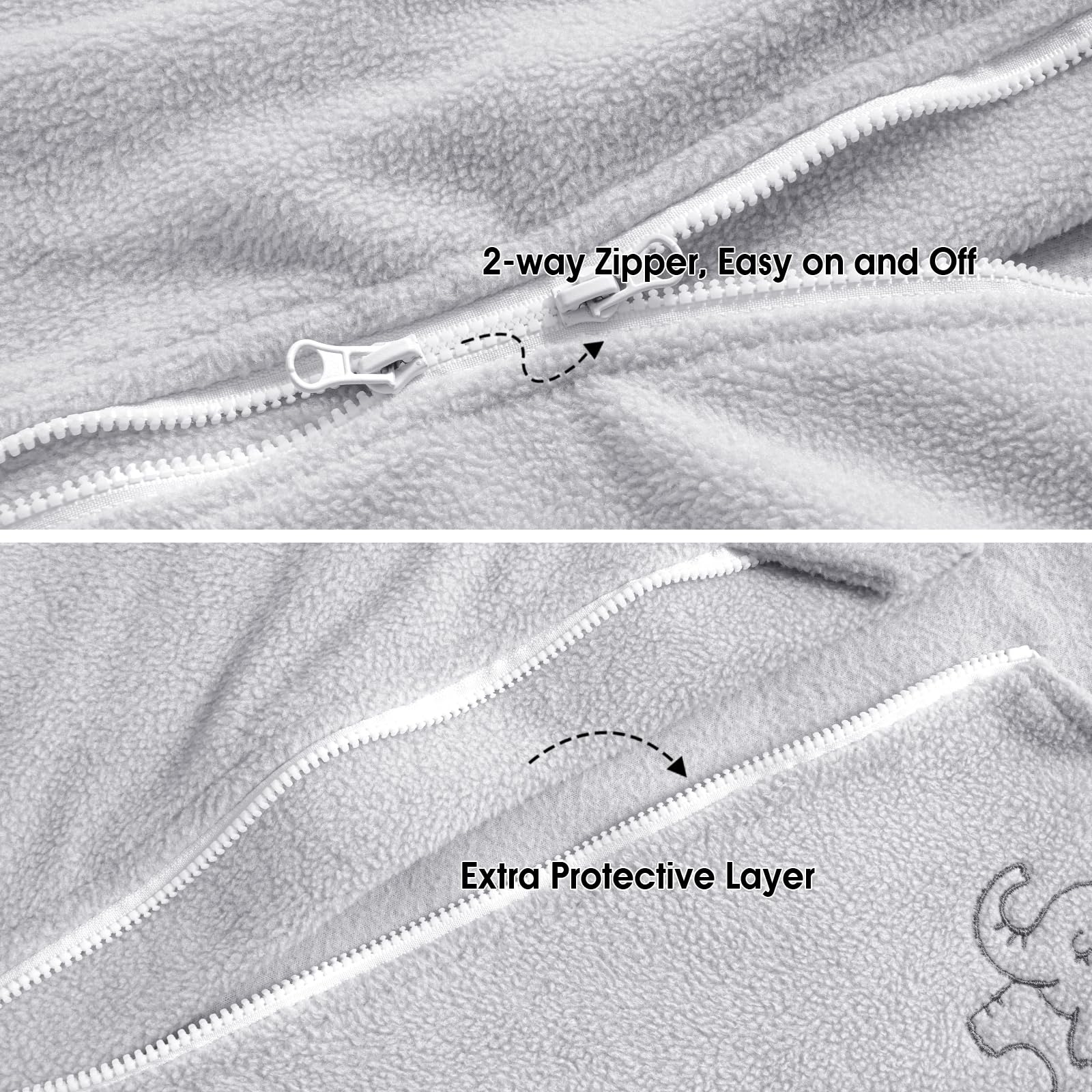 PHF elephant-embroidered pattern sleep sack adds playful charm