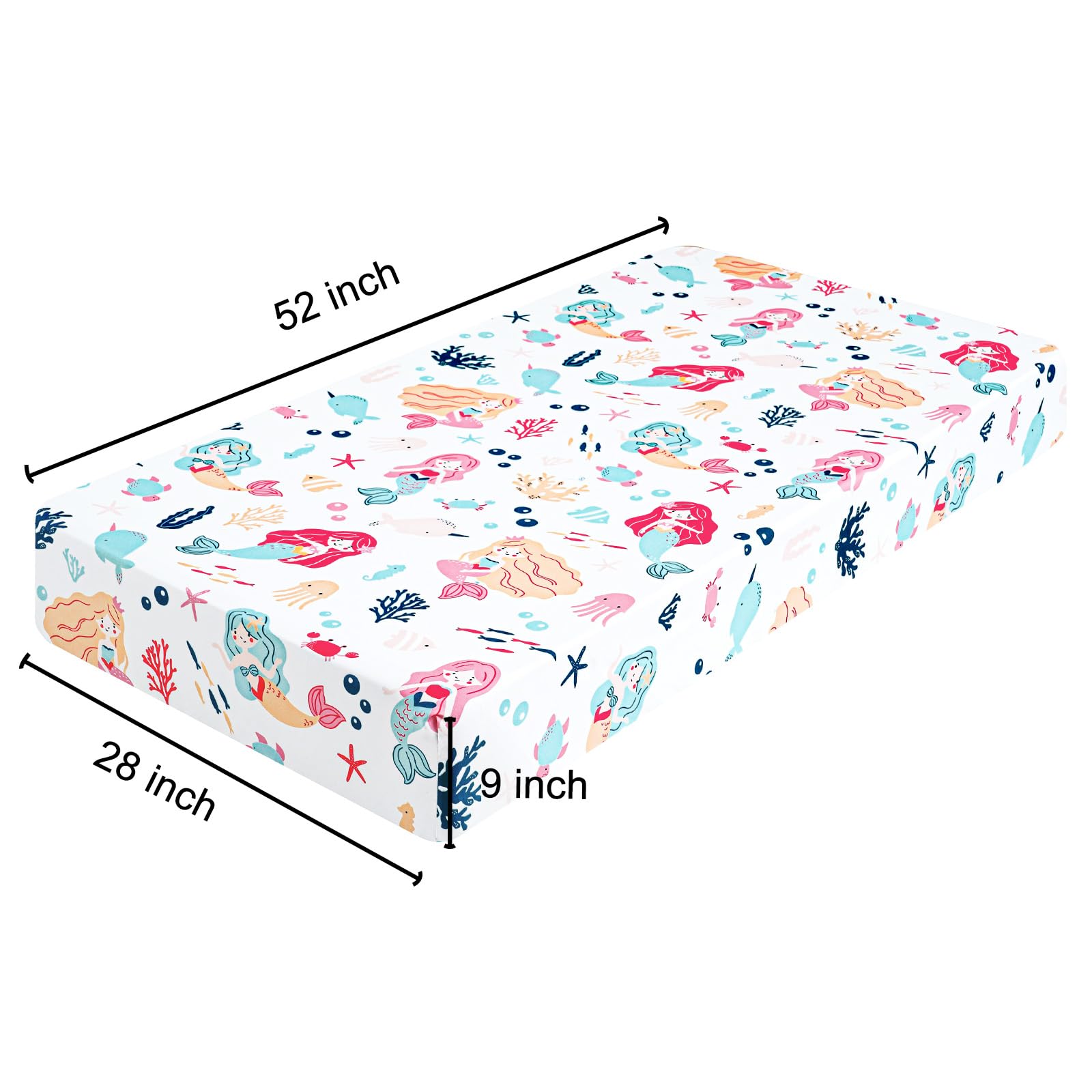 PHF Mermaid crib sheets vibrant mermaid patterns for stylish nursery decor.