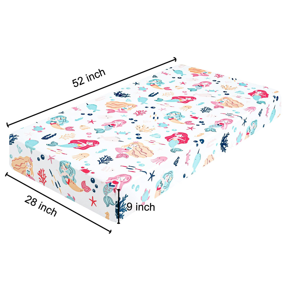 PHF Mermaid crib sheets vibrant mermaid patterns for stylish nursery decor.