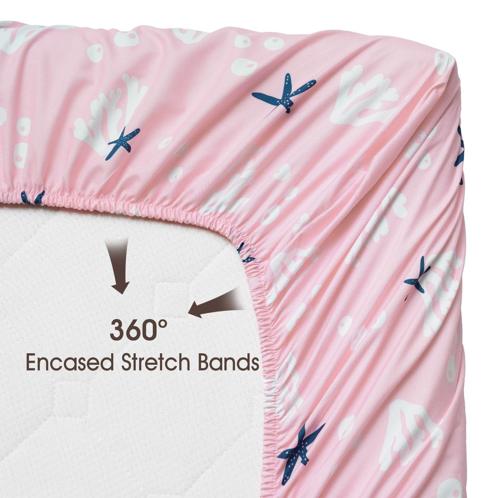 PHF Mermaid crib sheets skin-friendly breathable fabric for baby comfort.