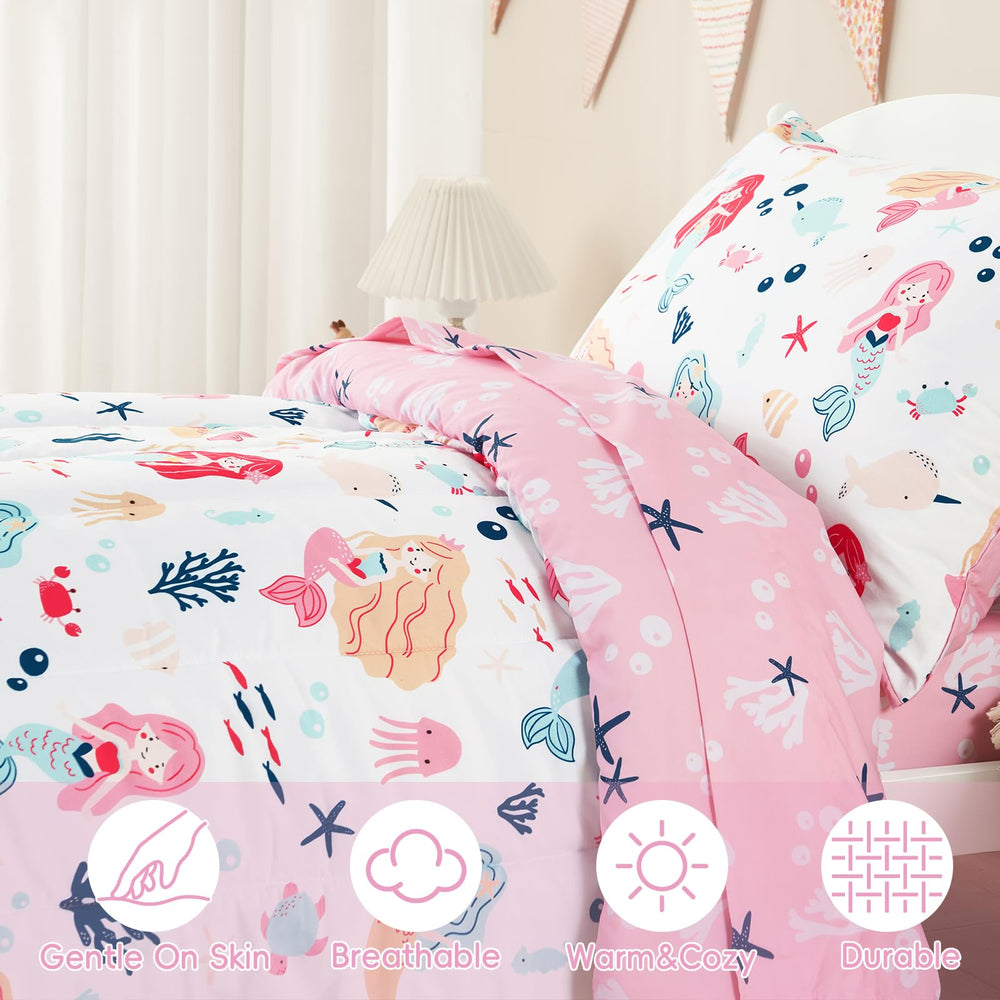 PHF Mermaid fitted sheet with deep-pocket design keeps bedding secure