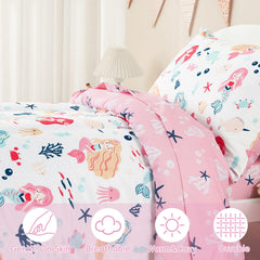 PHF Mermaid fitted sheet with deep-pocket design keeps bedding secure