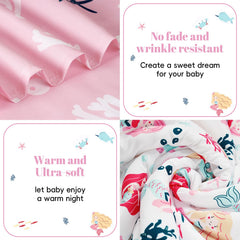 PHF Mermaid flat top sheet provides smooth warmth and easy washability for toddlers