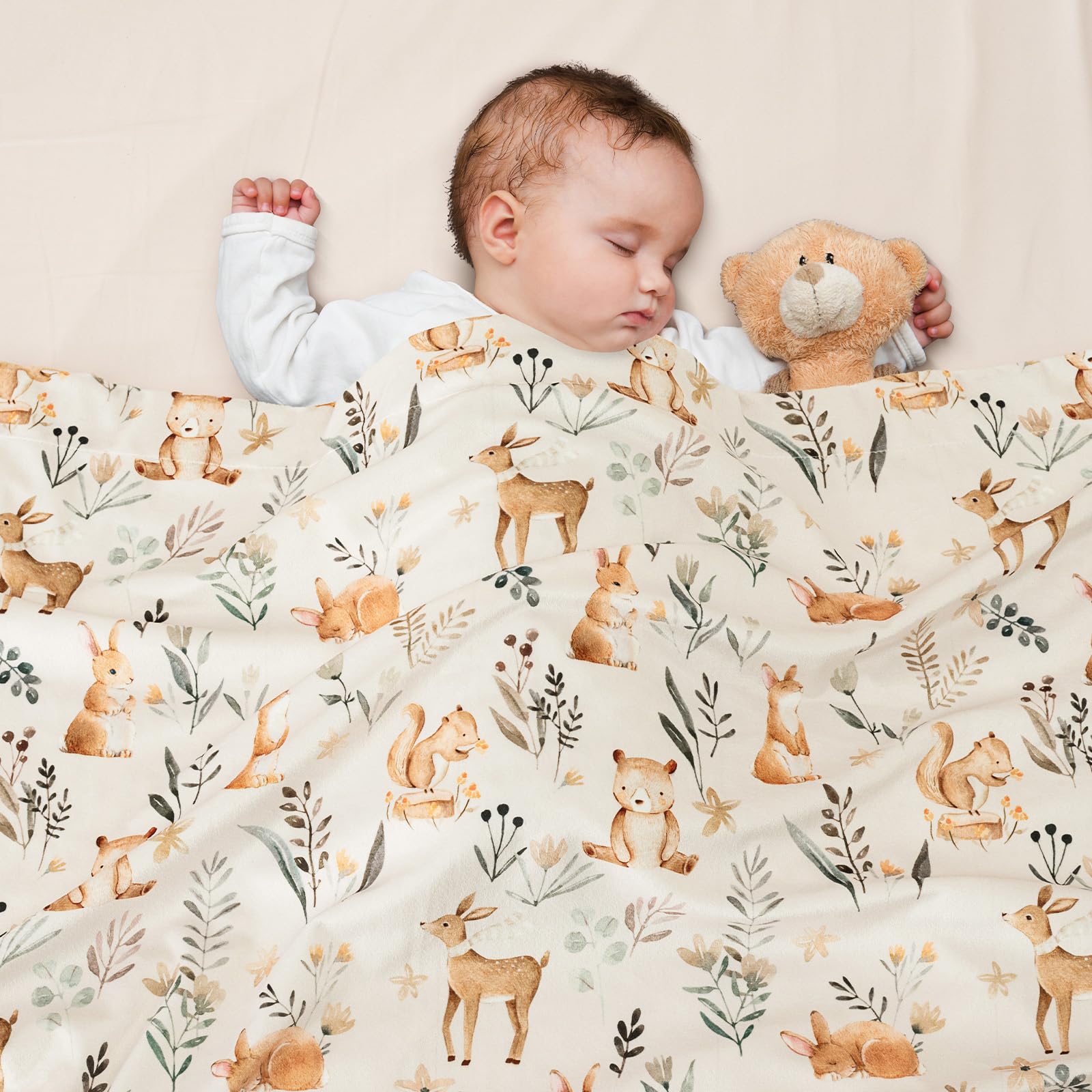 PHF Minky baby blanket dotted back offers gentle sensory texture to soothe.
