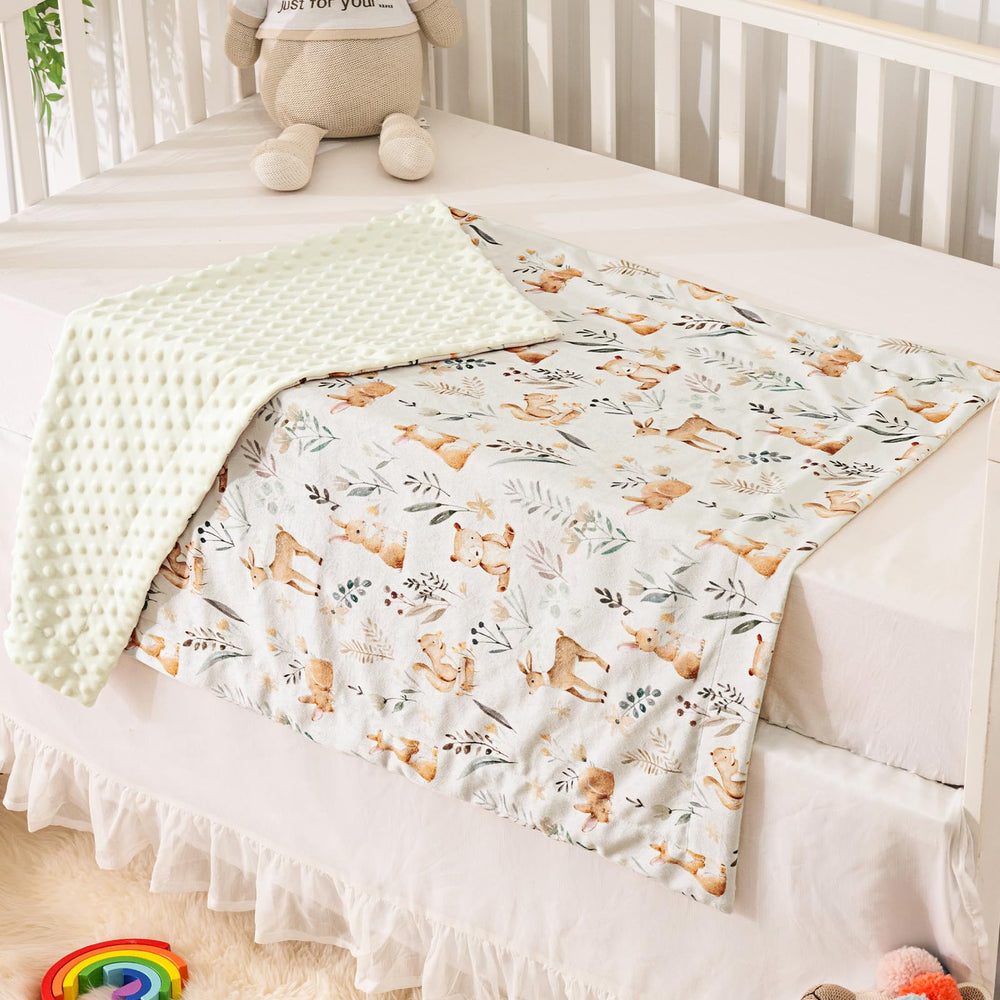 PHF Minky baby blanket soft plush fabric feels gentle on skin.