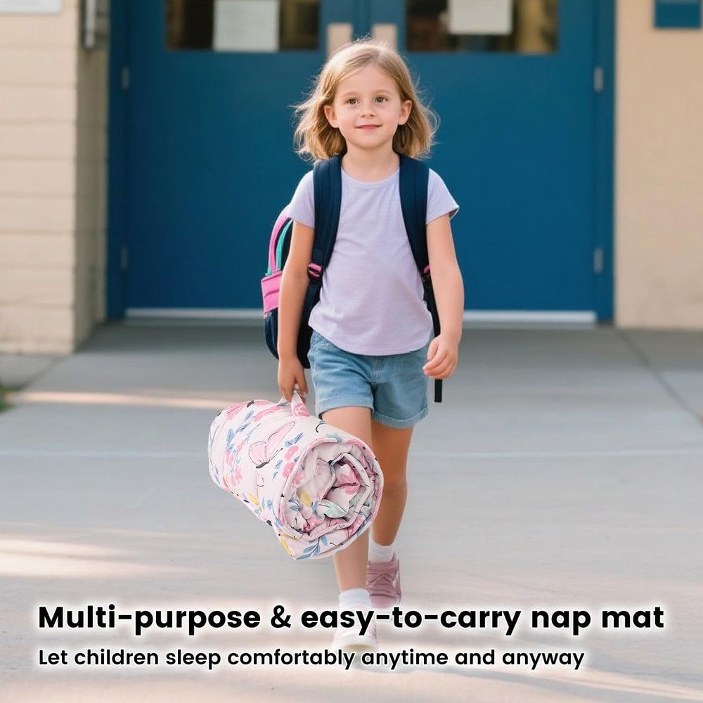 PHF nap mat with removable pillow and versatile use cases.