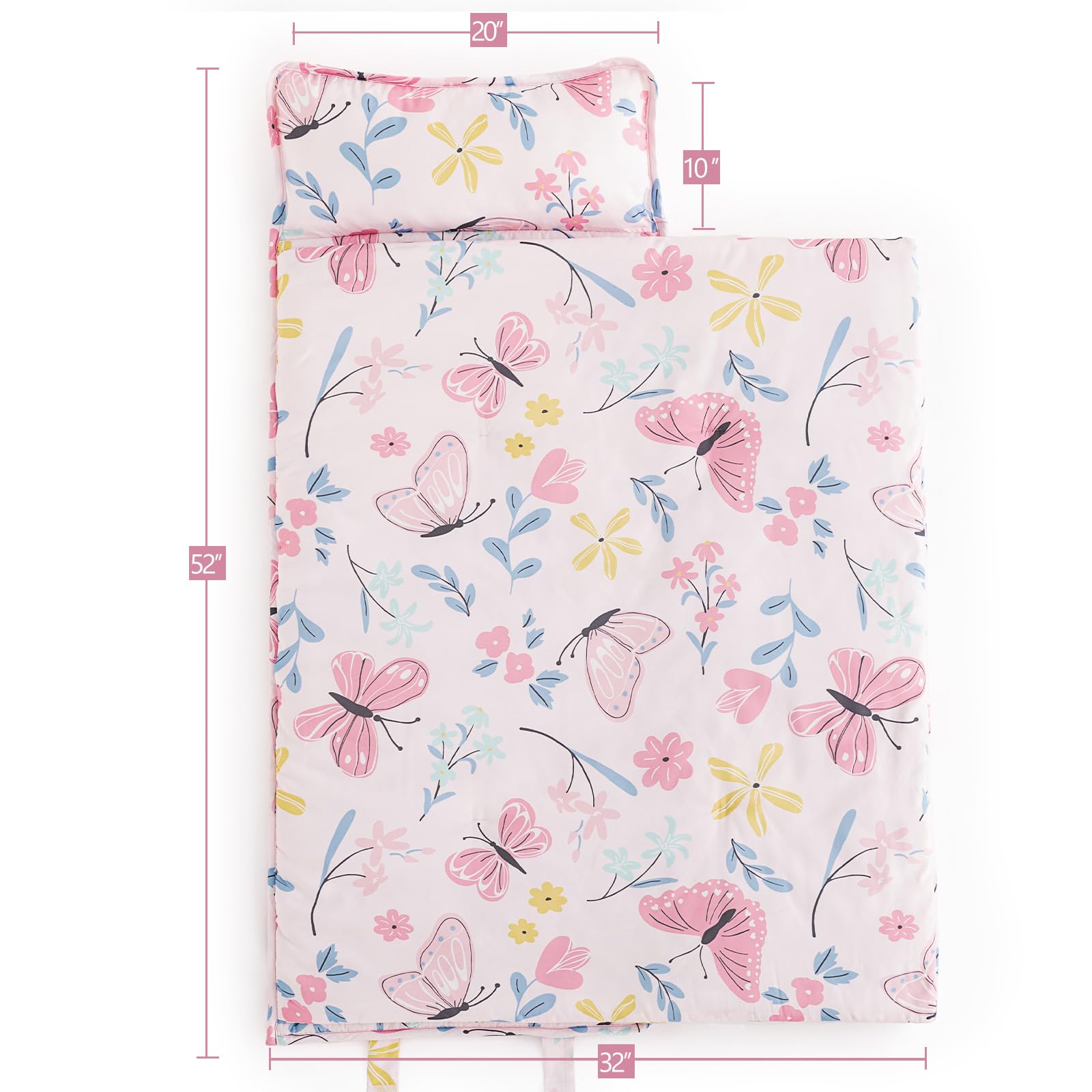 PHF nap mat showing removable pillow for easy washing and care.