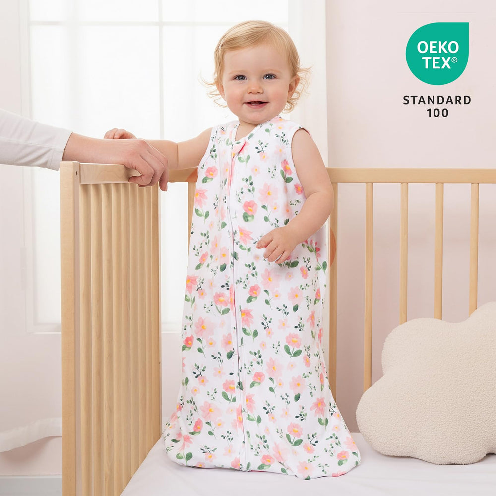 PHF organic cotton sleep sack, 2-way zipper, easy night-time diaper changes.