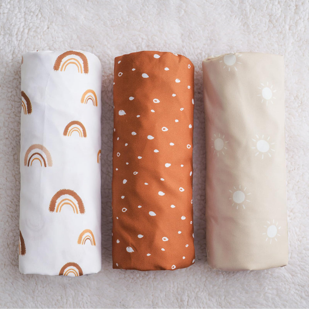 PHF rainbow bassinet sheets versatile for crib or cradle use in any nursery.