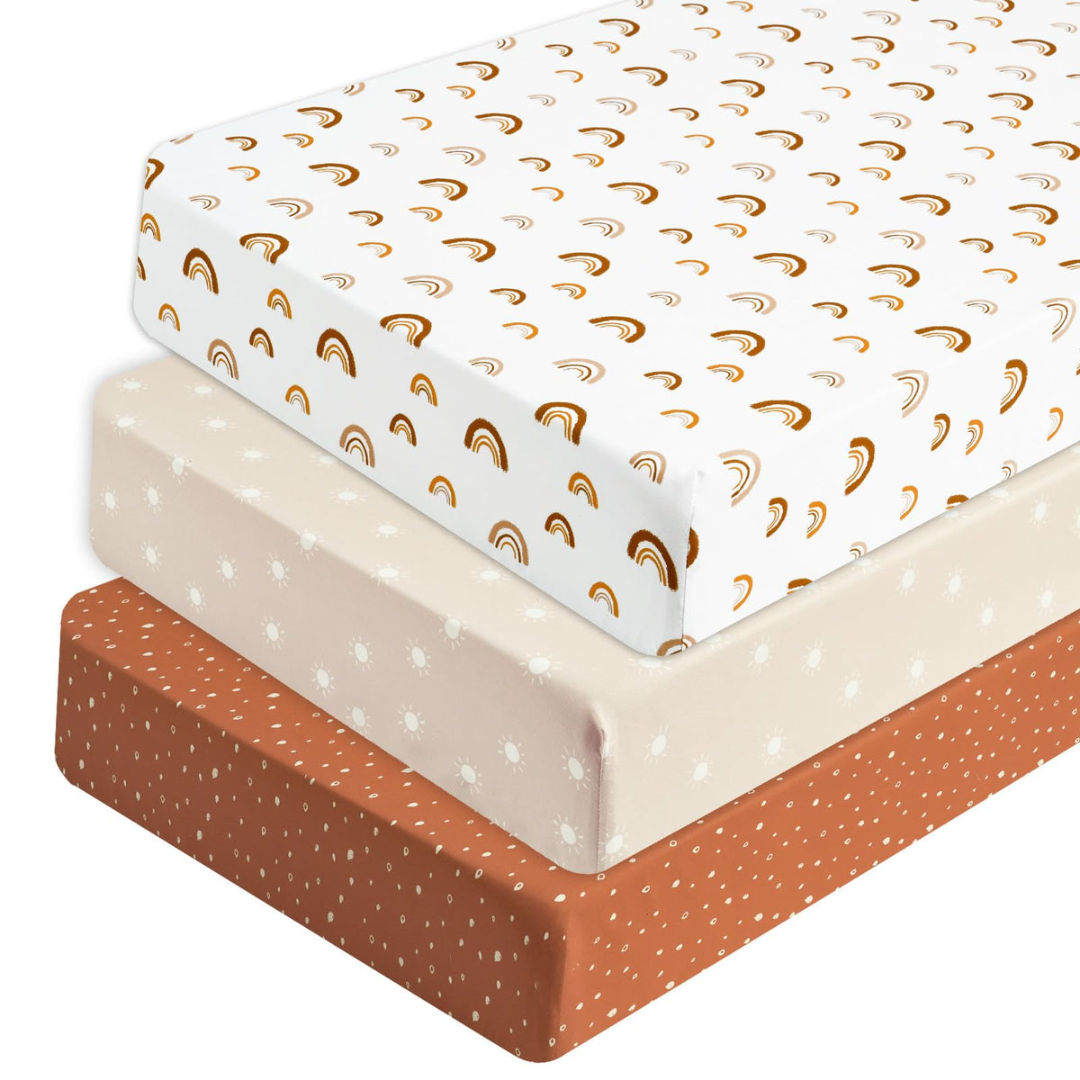 PHF rainbow crib sheet close-up of soft microfiber fabric for gentle sleep