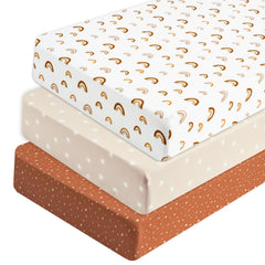 PHF rainbow crib sheet close-up of soft microfiber fabric for gentle sleep