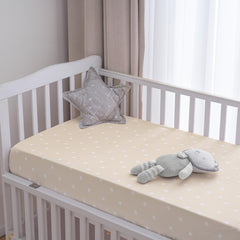 PHF rainbow crib sheet highlighting 9-inch deep pocket fit