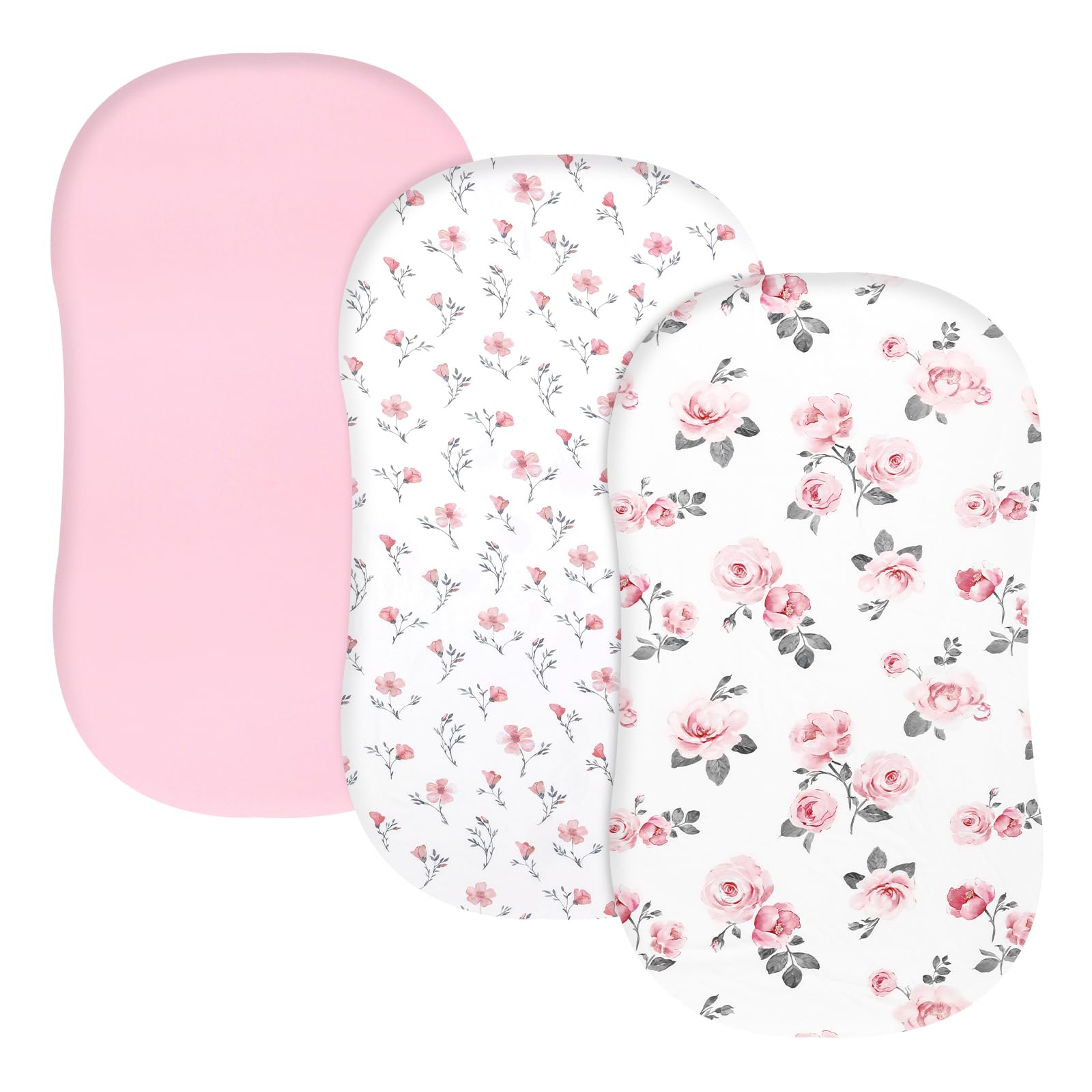 PHF rose floral bassinet sheets pack of three for a plush, cozy sleep surface