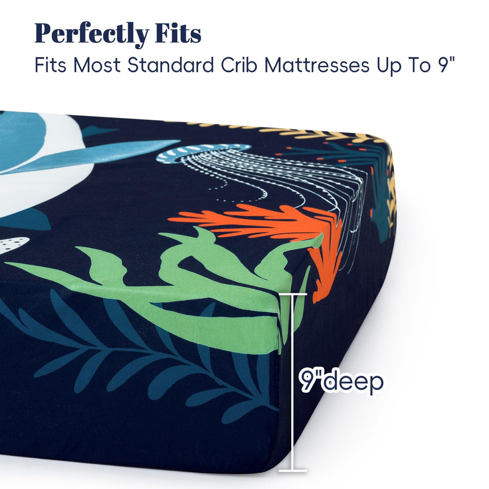 PHF shark crib sheet gift-ready packaging ideal for baby showers.