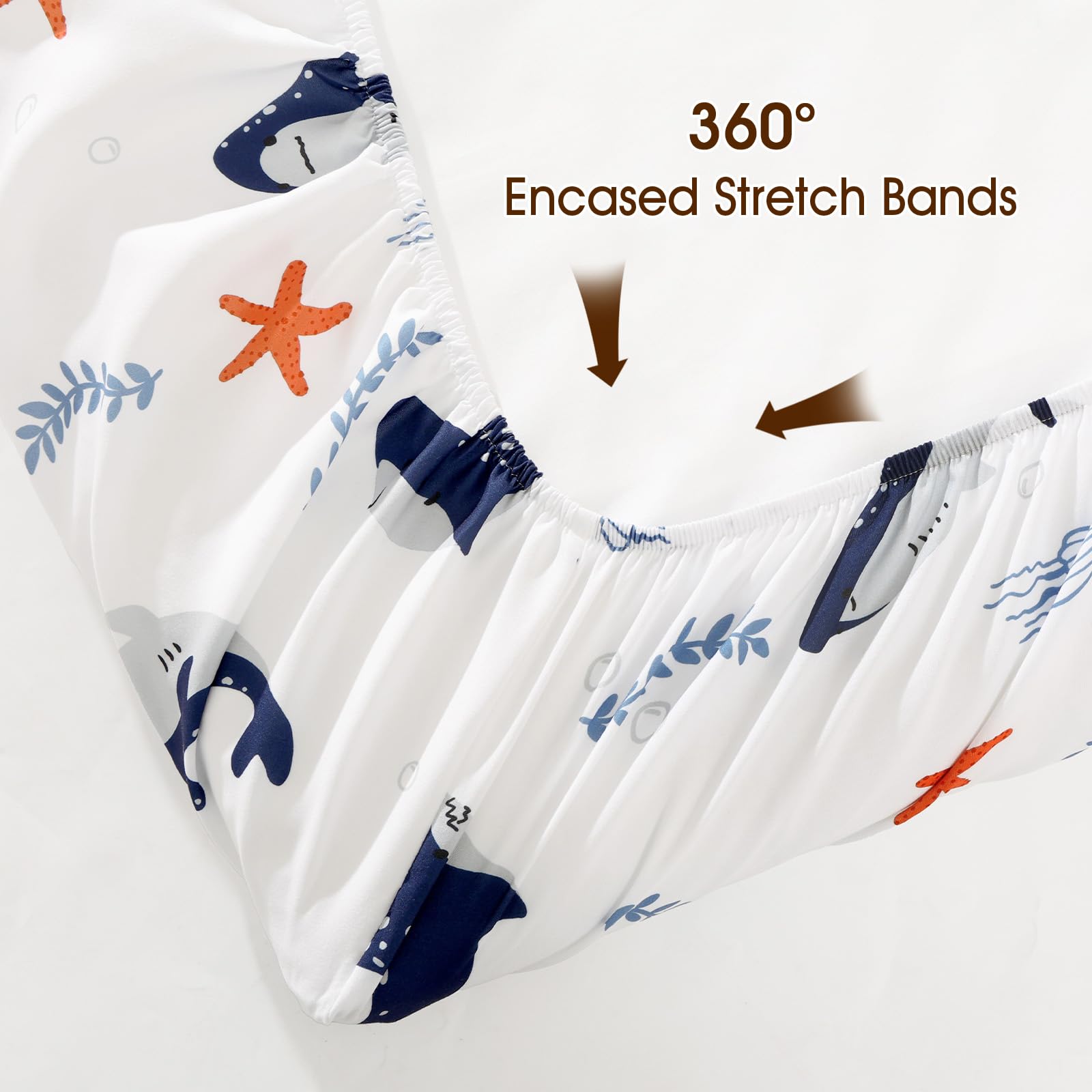 PHF shark pattern design adds playful nursery style.