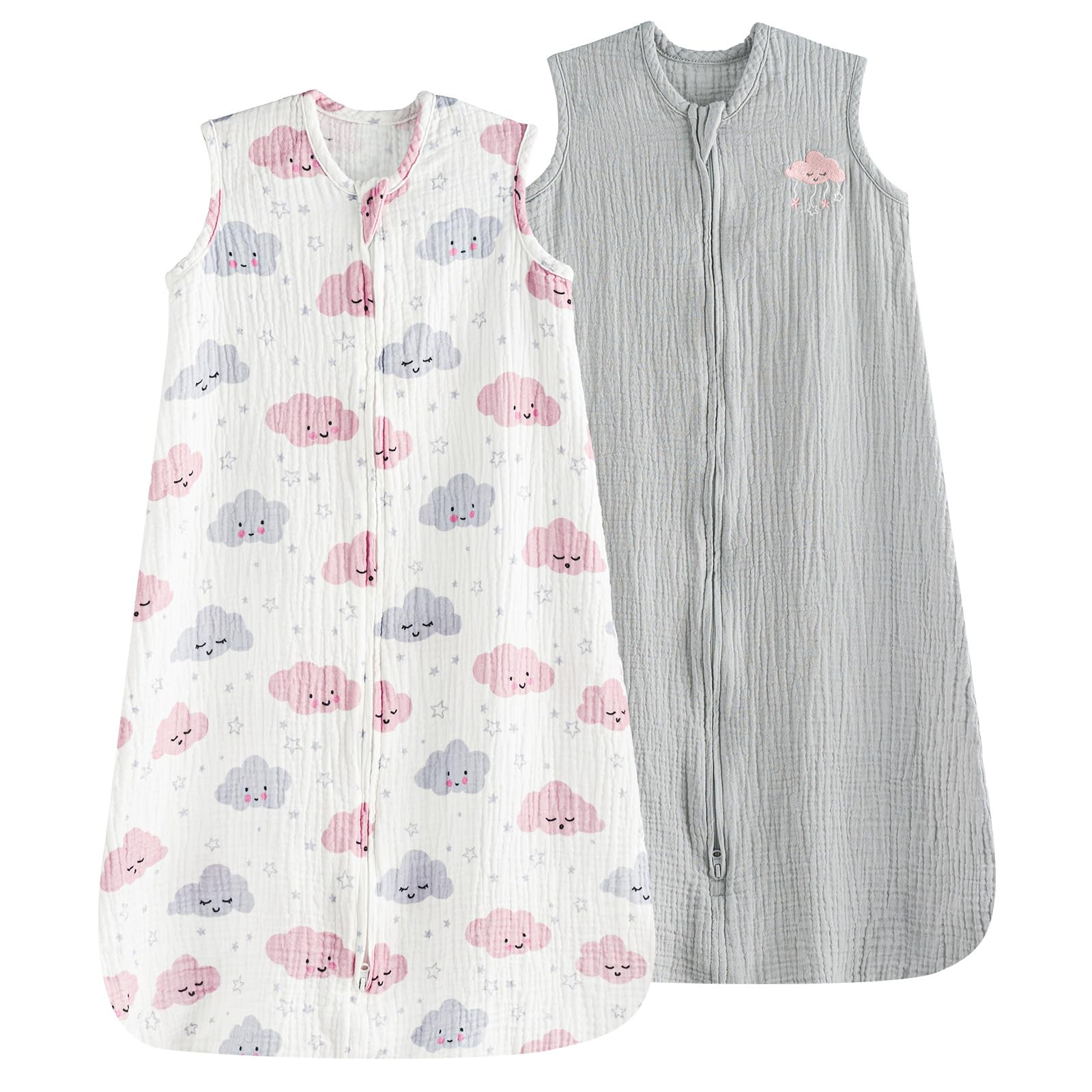 PHF Sleep Sack Clouds Two-Way Zip: breathable muslin for peaceful naps.