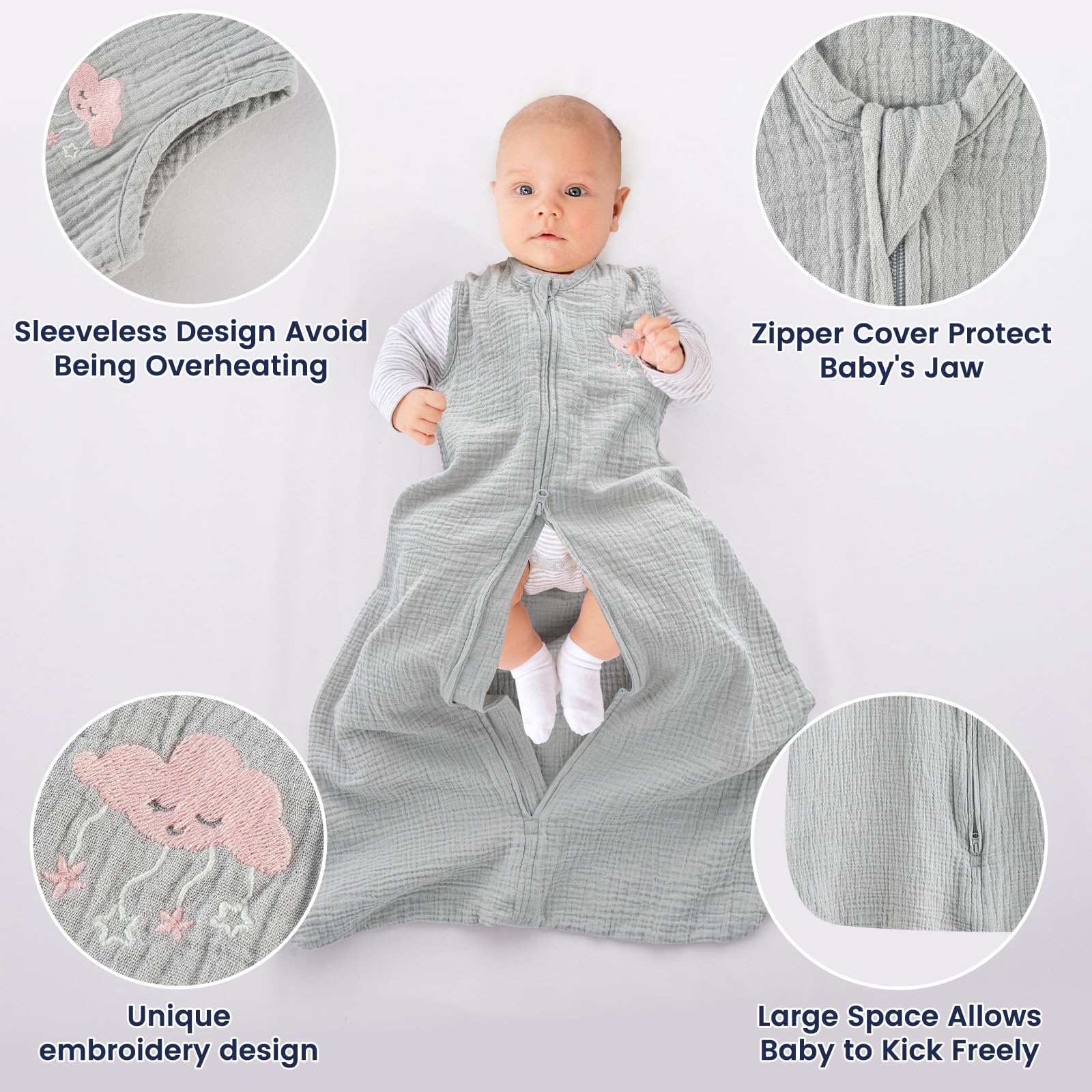 PHF Sleep Sack Overall Fit Sleeveless Design: roomy yet secure for active babies.