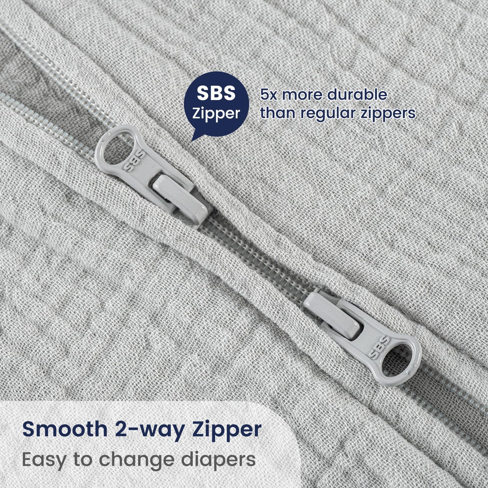 PHF Sleep Sack Soft Durable Zippers: easy diaper changes with chin protection.