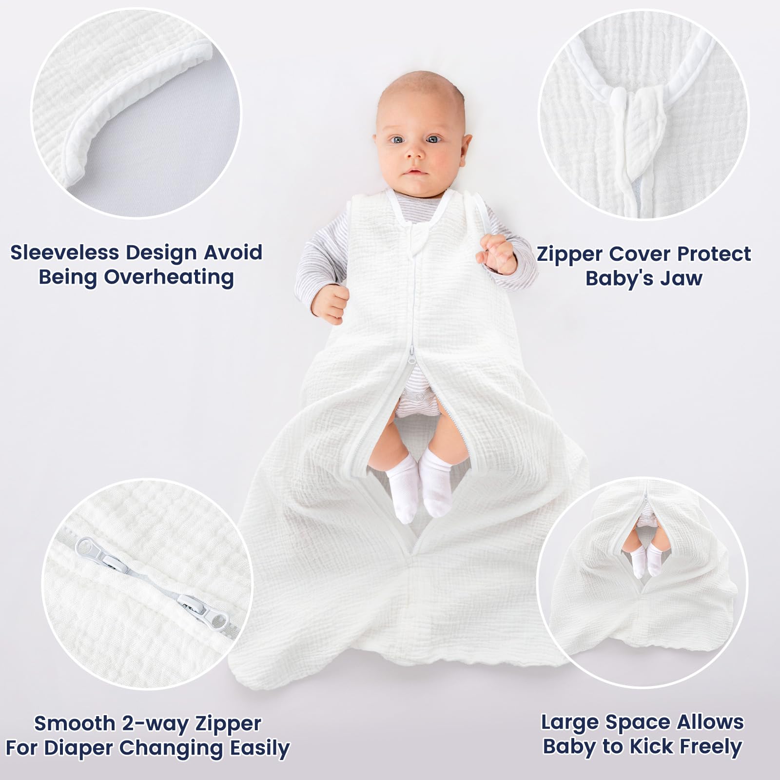 PHF close-up of 2-way zipper on sleep sack