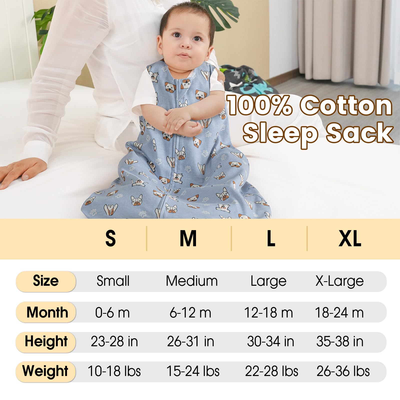 PHF sleeveless-design sleep sack reduces overheating while keeping warmth.