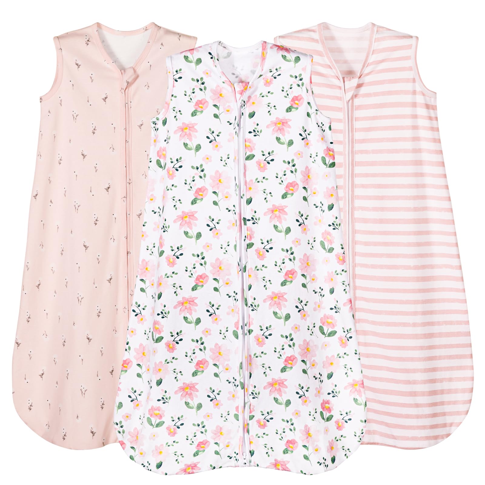 PHF soft baby sleep sack in pink floral design, breathable cotton for all-night comfort.