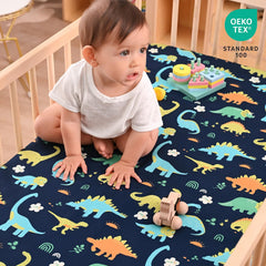 PHF soft microfiber crib sheet with dinosaur design feels silky and breathable
