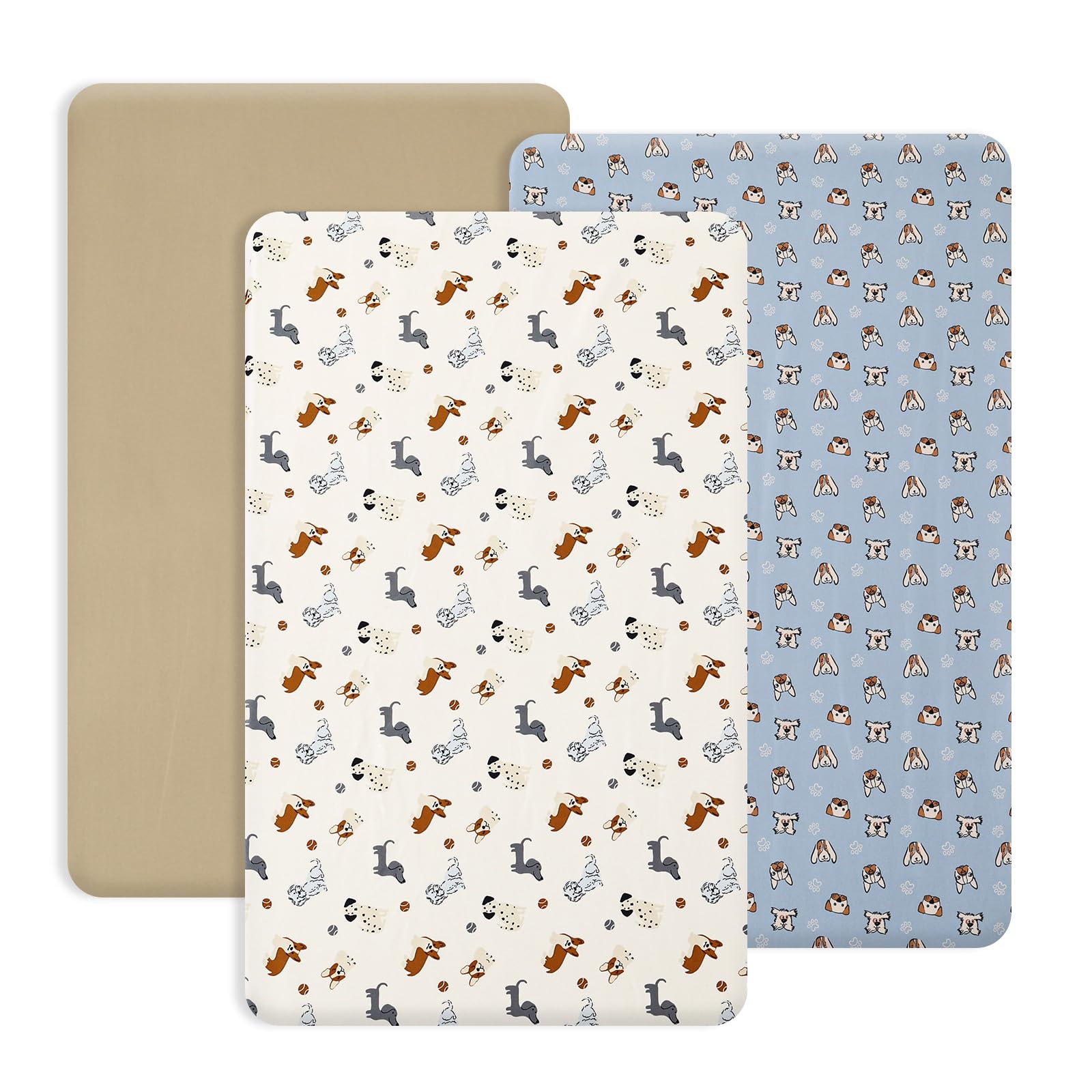 PHF soft mini crib sheets with dogs pattern for cozy baby sleep.