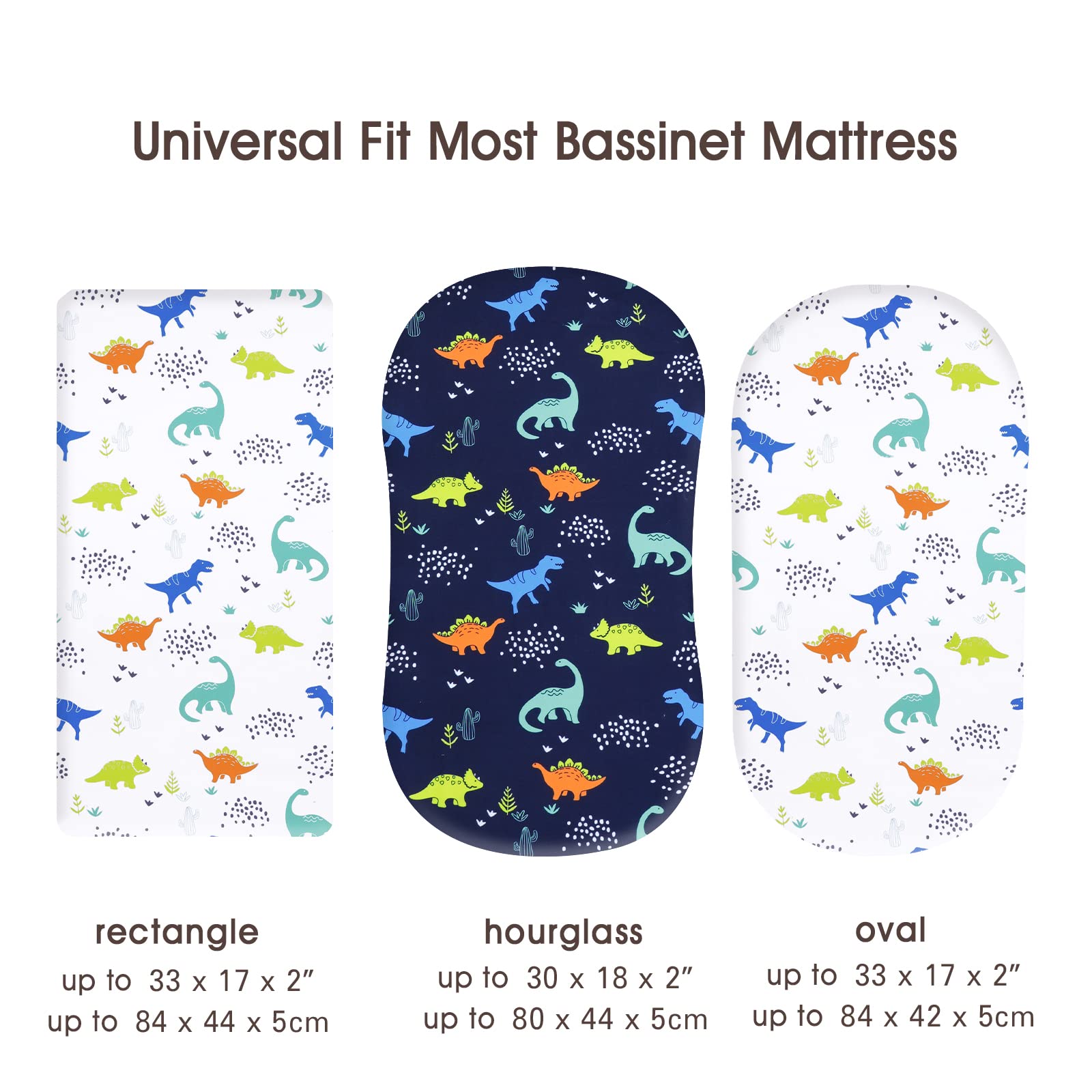 Three-pack set features adorable dinosaur designs for nursery decor.
