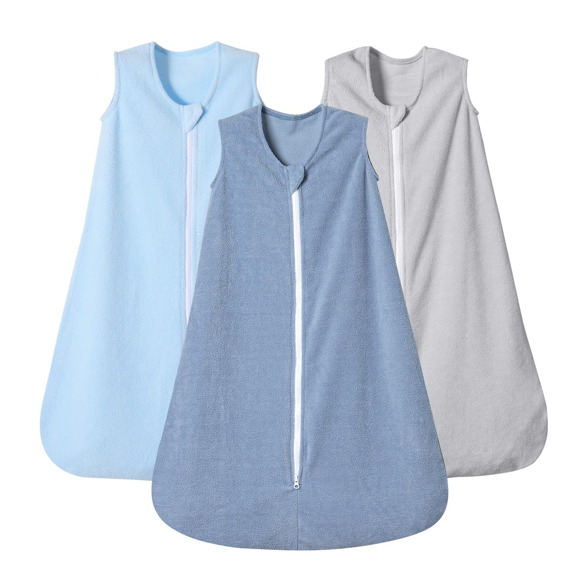 PHF warm micro-fleece sleep sack grey front view, cozy naps.