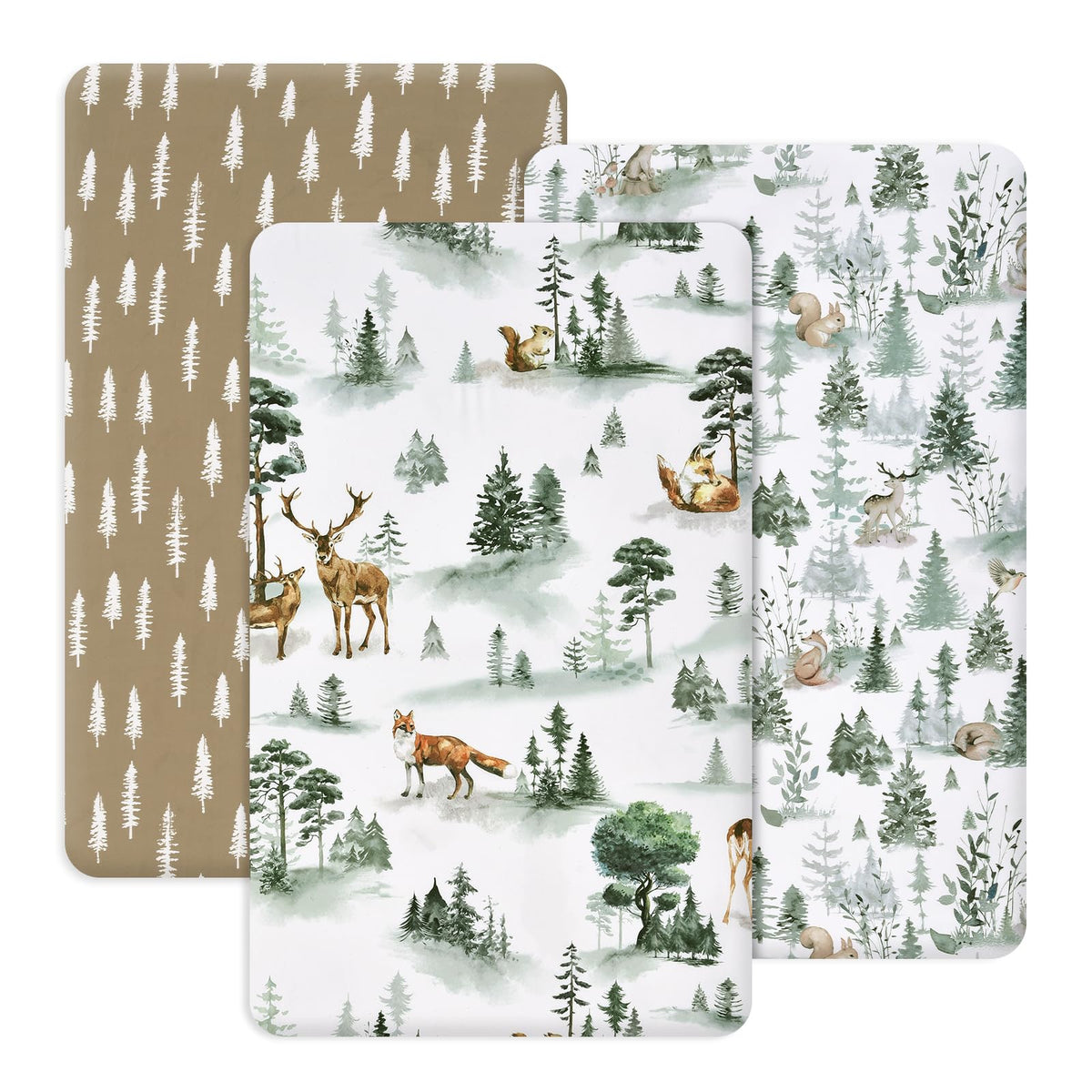 PHF Woodland mini crib sheet with deer pattern, ultra-soft and breathable for baby comfort