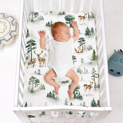 PHF Woodland mini crib sheet with squirrels, secure fit for 1–5 inch mattresses