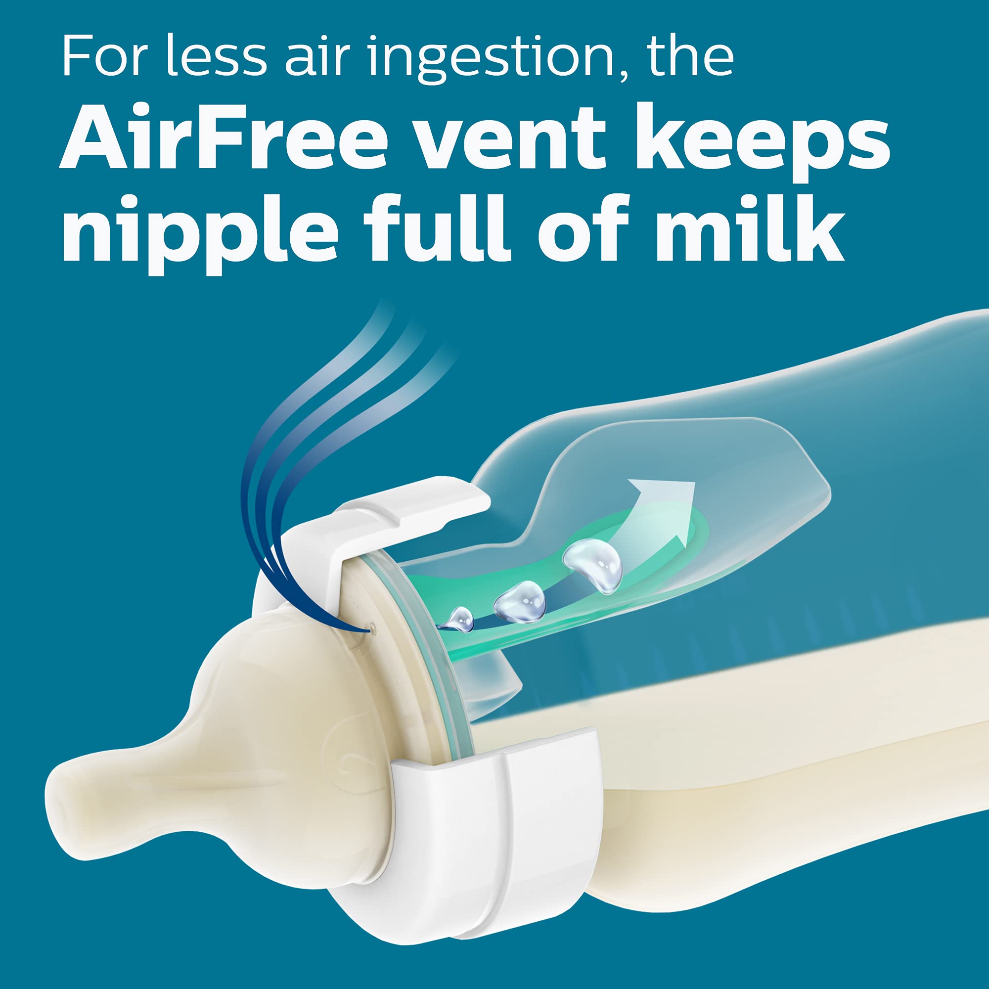 Philips Avent Anti-colic bottle with integrated valve shown in action