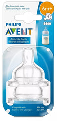 Philips Avent anti-colic fast flow nipple for smoother feeds and reduced air swallowing.