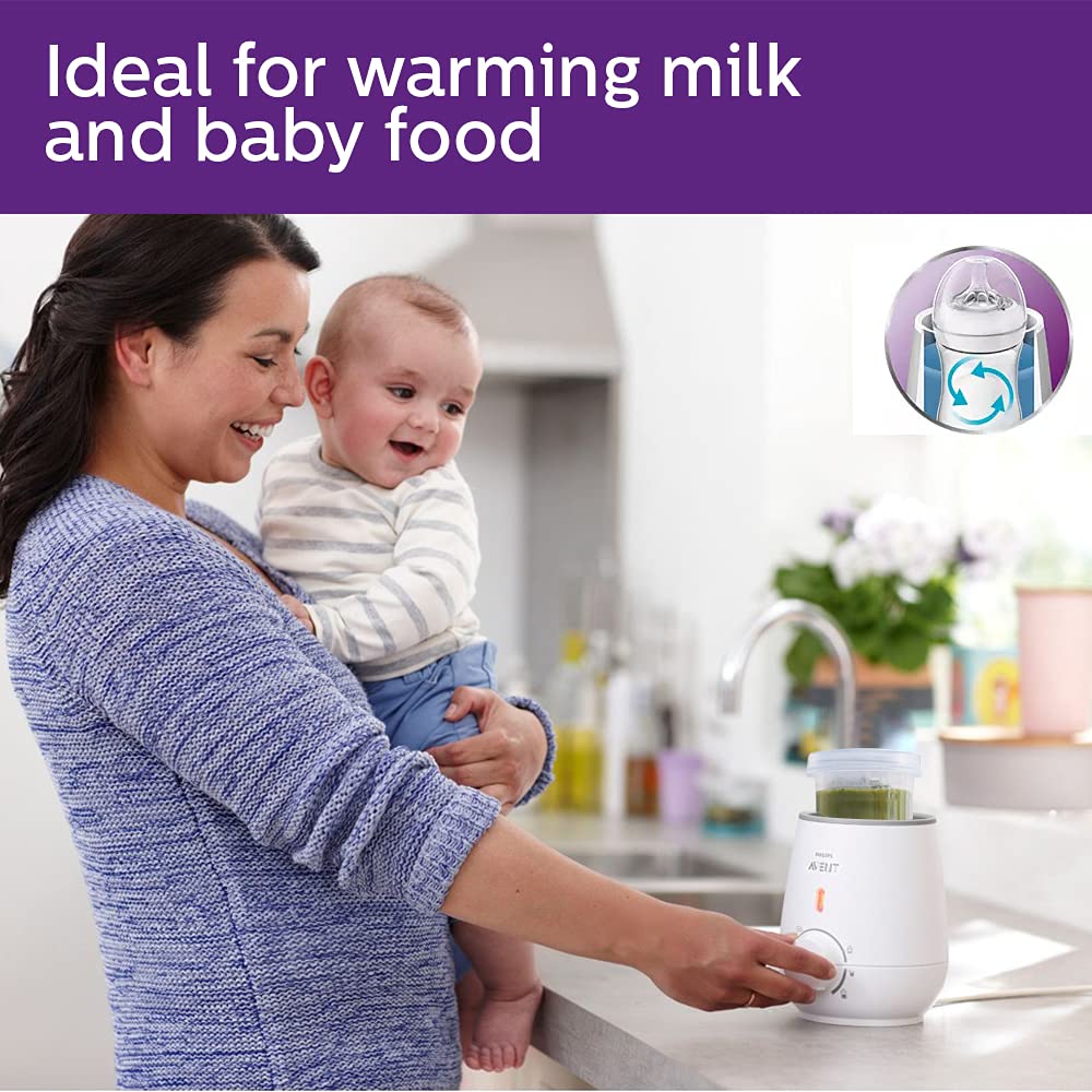 Philips Avent bottle warmer dial-control for easy heat adjustments.