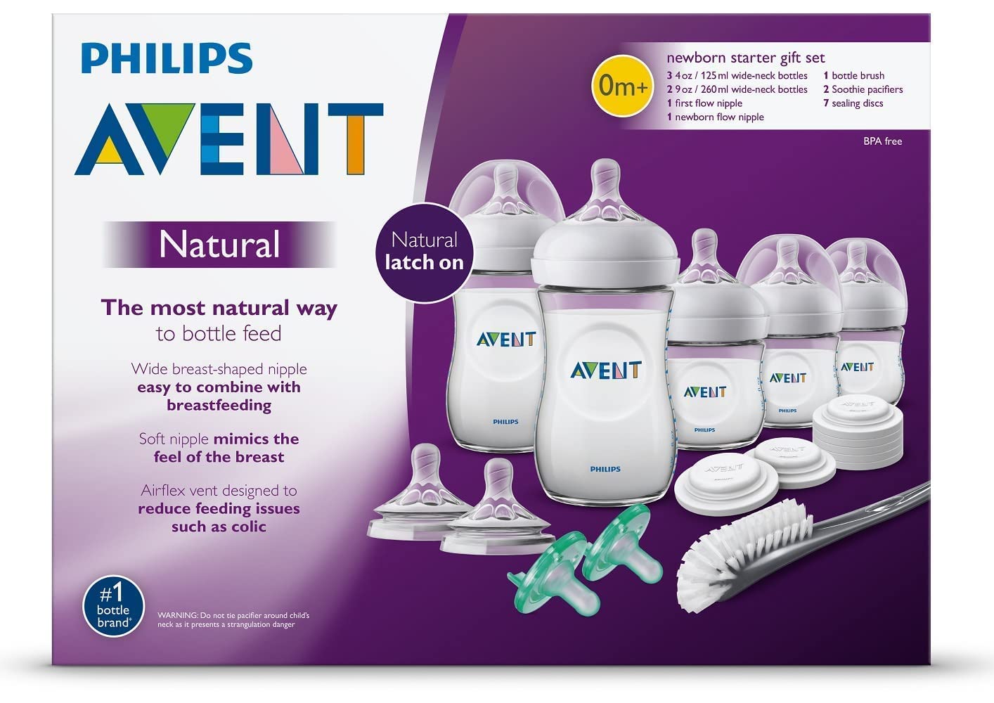 Philips Avent natural 4oz bottle for newborn feeding comfort.