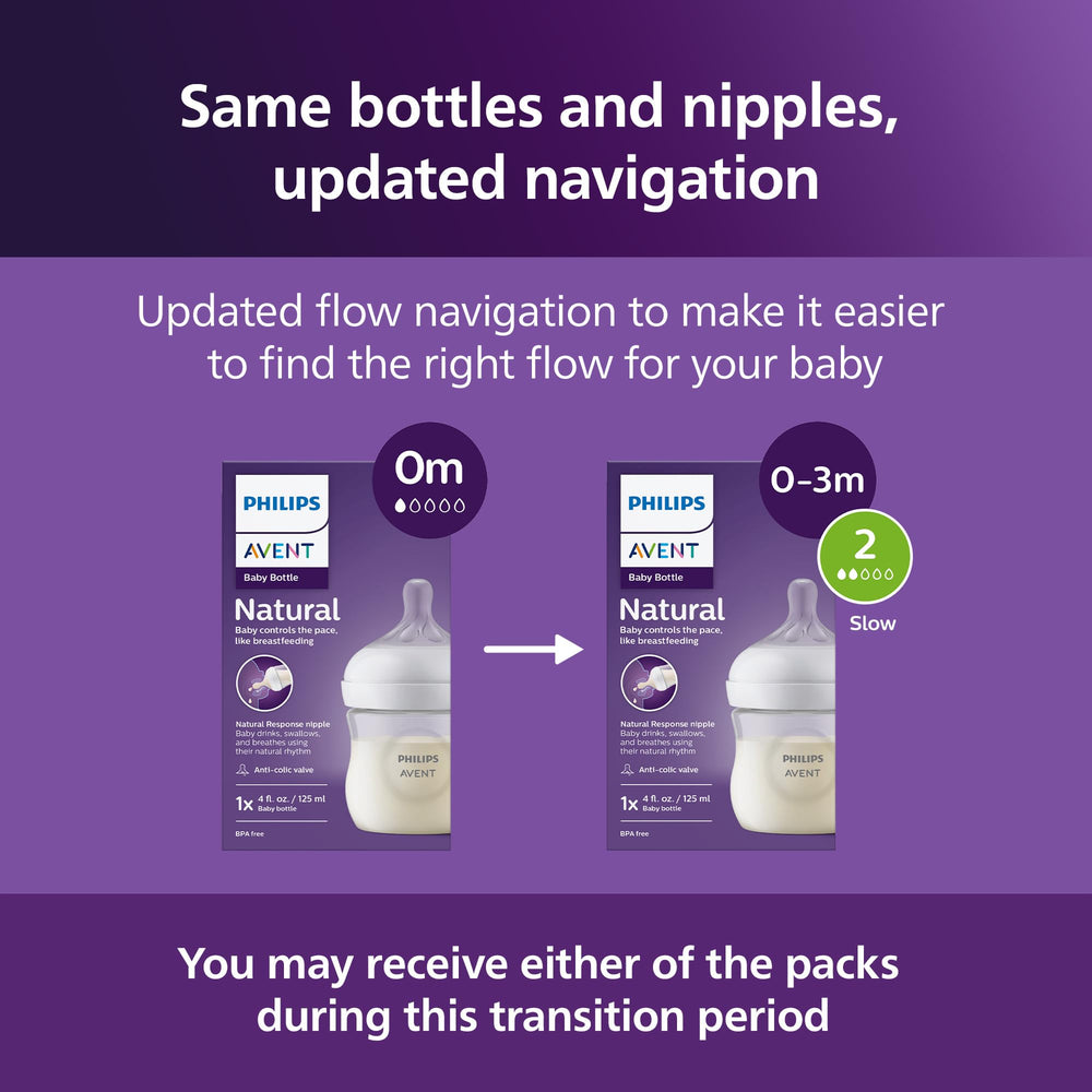 Philips Avent 4oz pack of Natural bottles for newborn feeds.