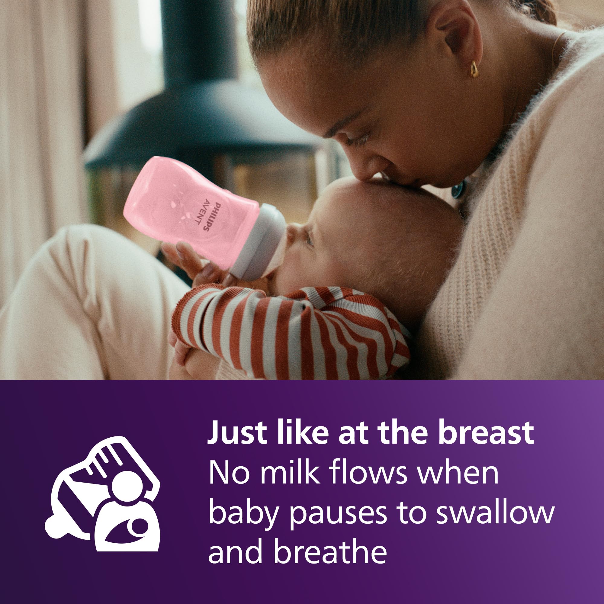 Philips Avent Natural bottle anti-colic valve helps reduce air intake.