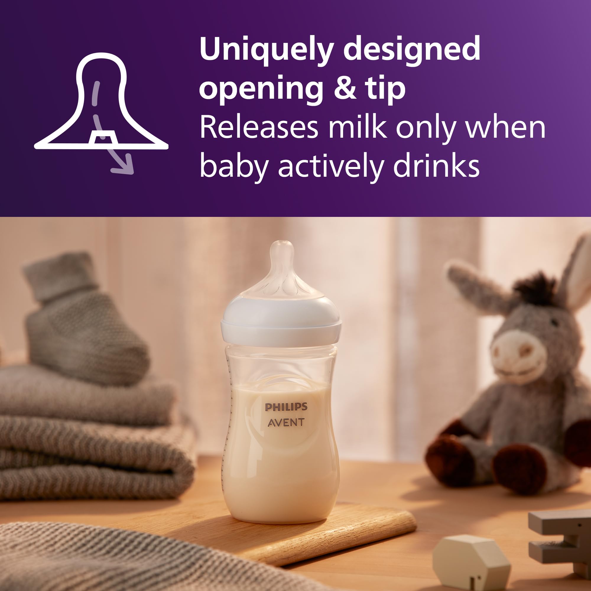 Philips Avent anti-colic valve helps reduce air intake for baby comfort