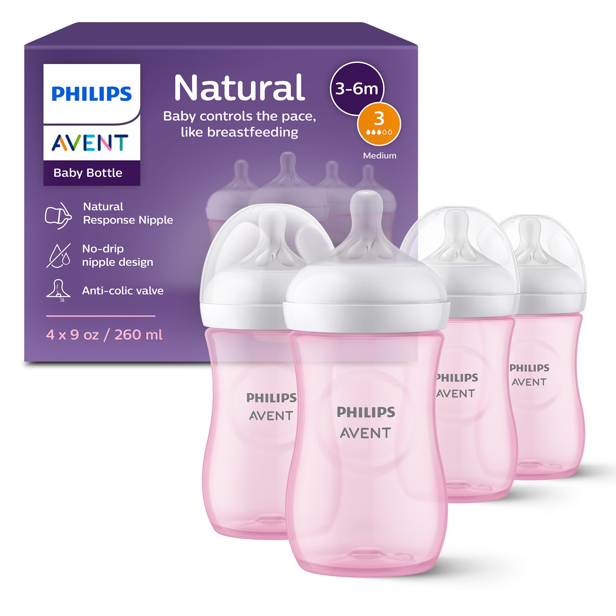 Philips Avent Natural bottle assembly demonstrates easy feeding rhythm for baby.
