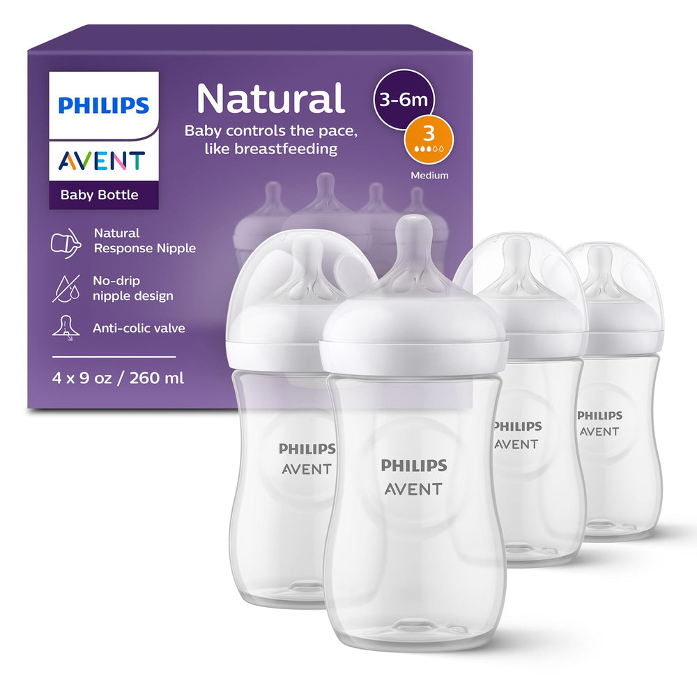 Philips Avent Natural bottle pack shot for convenient feeding with 9oz bottles