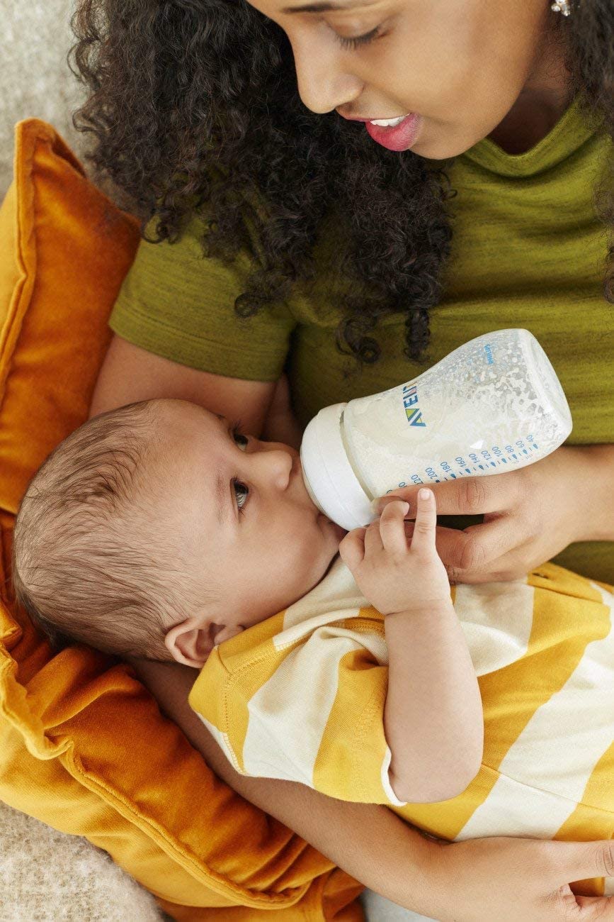 Philips Avent natural bottle set contents laid out for new parents.