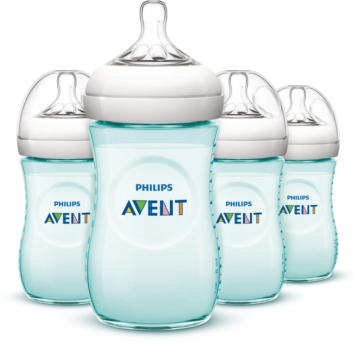 Philips AVENT natural bottle teal with wide neck for easy filling and cleaning.
