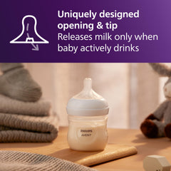 Philips Avent Natural bottle wide breast-shaped nipple for easy latch.