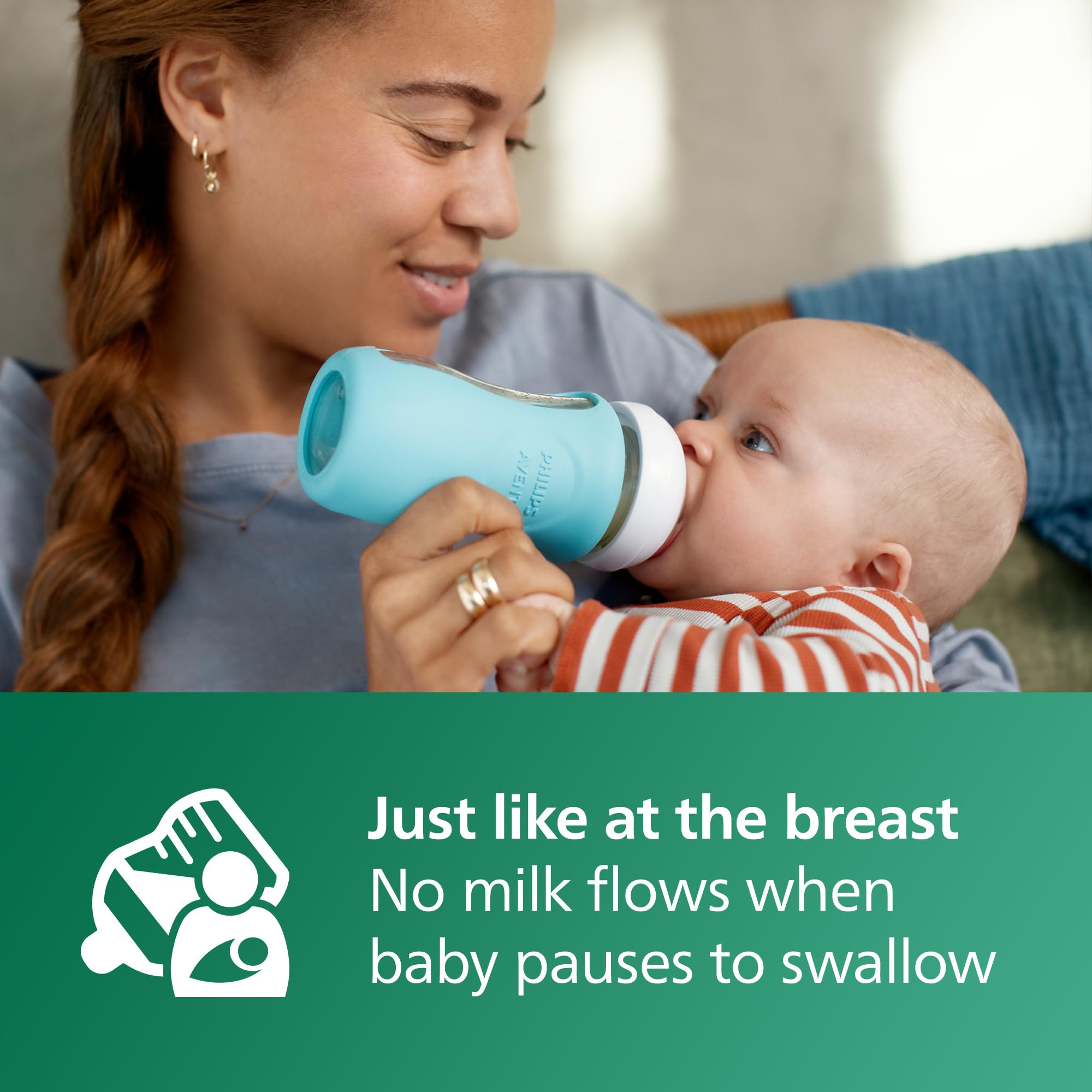 Philips Avent 8oz bottle side view with medium flow nipple