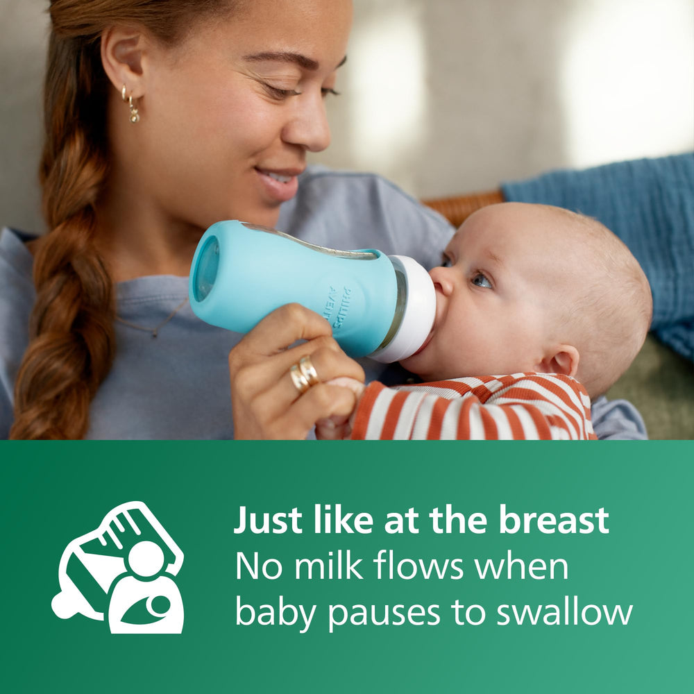 Philips Avent 8oz bottle side view with medium flow nipple